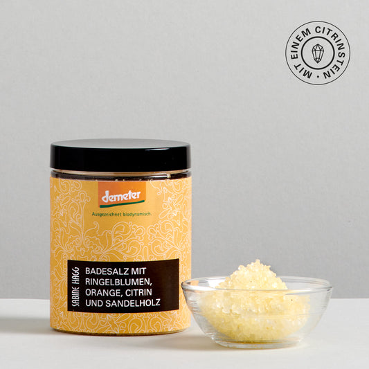 Badesalz mit Ringelblumen, Orange und Sandelholz