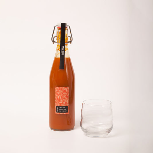 Geschenkset: Sanddorn-Sirup und Glas
