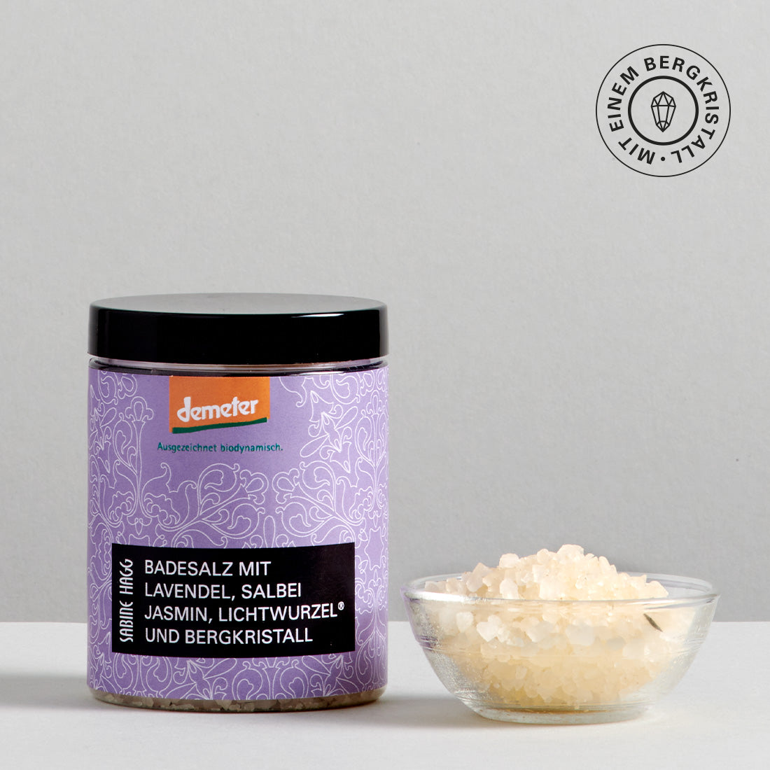 Badesalz mit Lavendel, Salbei und Lichtwurzel