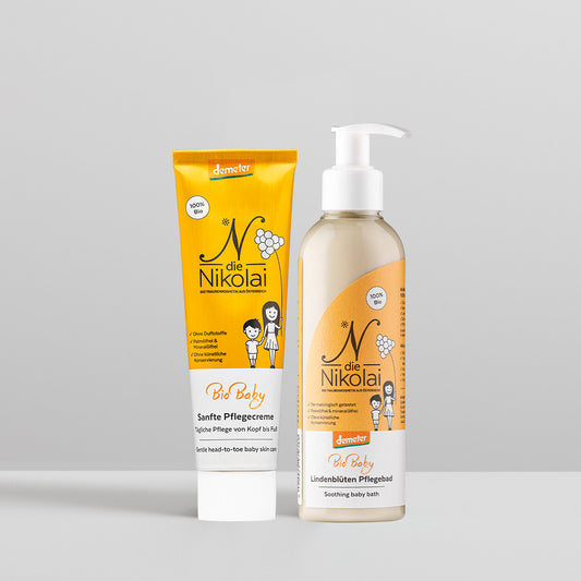 Bio-Baby: Sonnenschein-Set: Bad & Creme aus Traubenkernöl